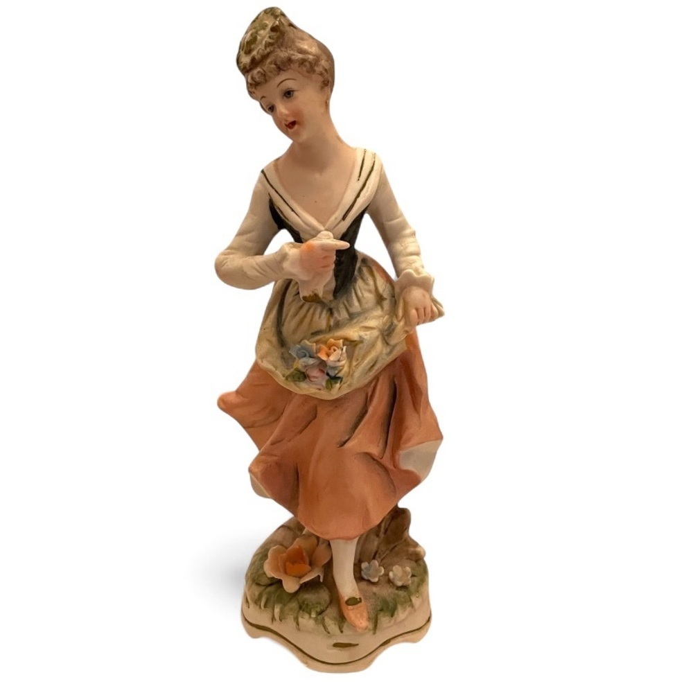 Original Arnart Creation Vintage Porcelain Figurine with Floral Details.